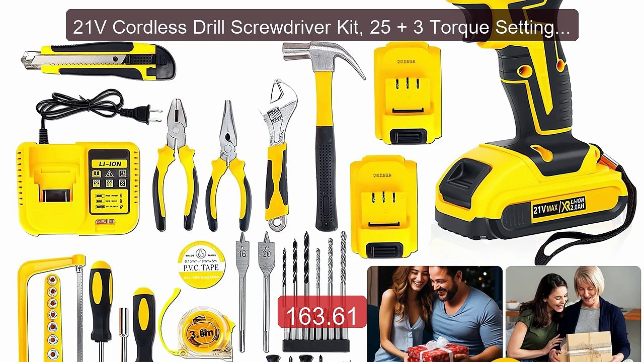 21V Cordless Drill Screwdriver Kit, 25 + 3 Torque Setting, Car Rep... -- Best Deal 2026 | Shop Now!