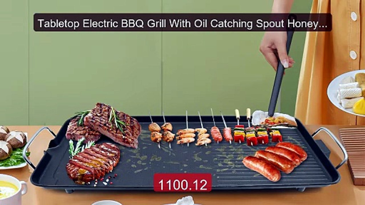 Tabletop Electric BBQ Grill With Oil Catching Spout Honeycomb Heati... -- Top Rated 2026 | Buy Now!