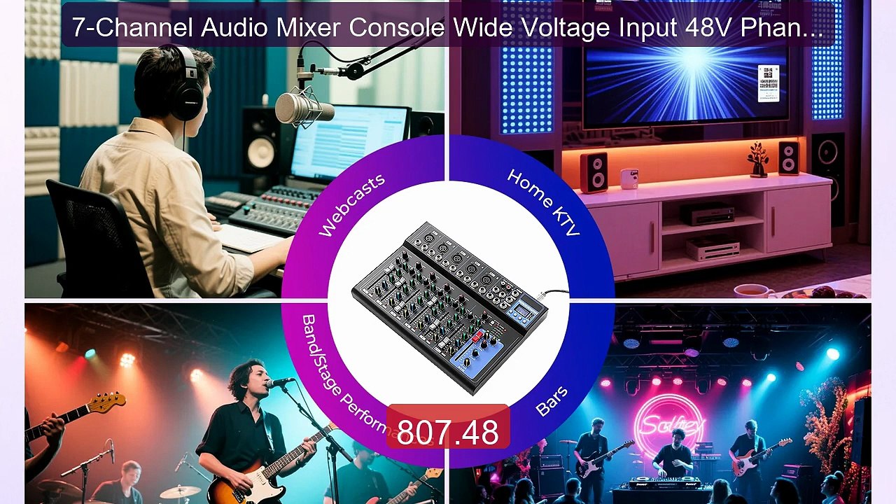 7-Channel Audio Mixer Console Wide Voltage Input 48V Phantom P... -- Best Buy 2026 | Great Quality!