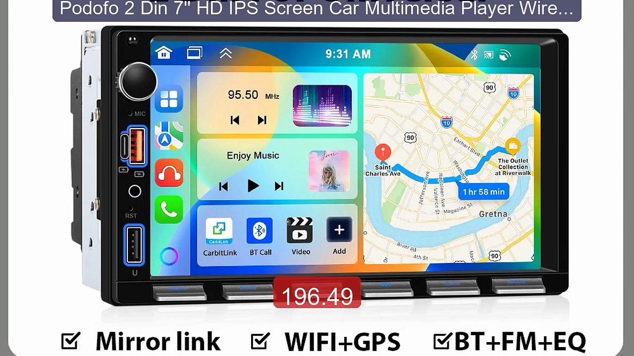 Podofo 2 Din 7'' HD IPS Screen Car Multimedia Player Wirele... -- Top Pick 2026 | Unbeatable Price!