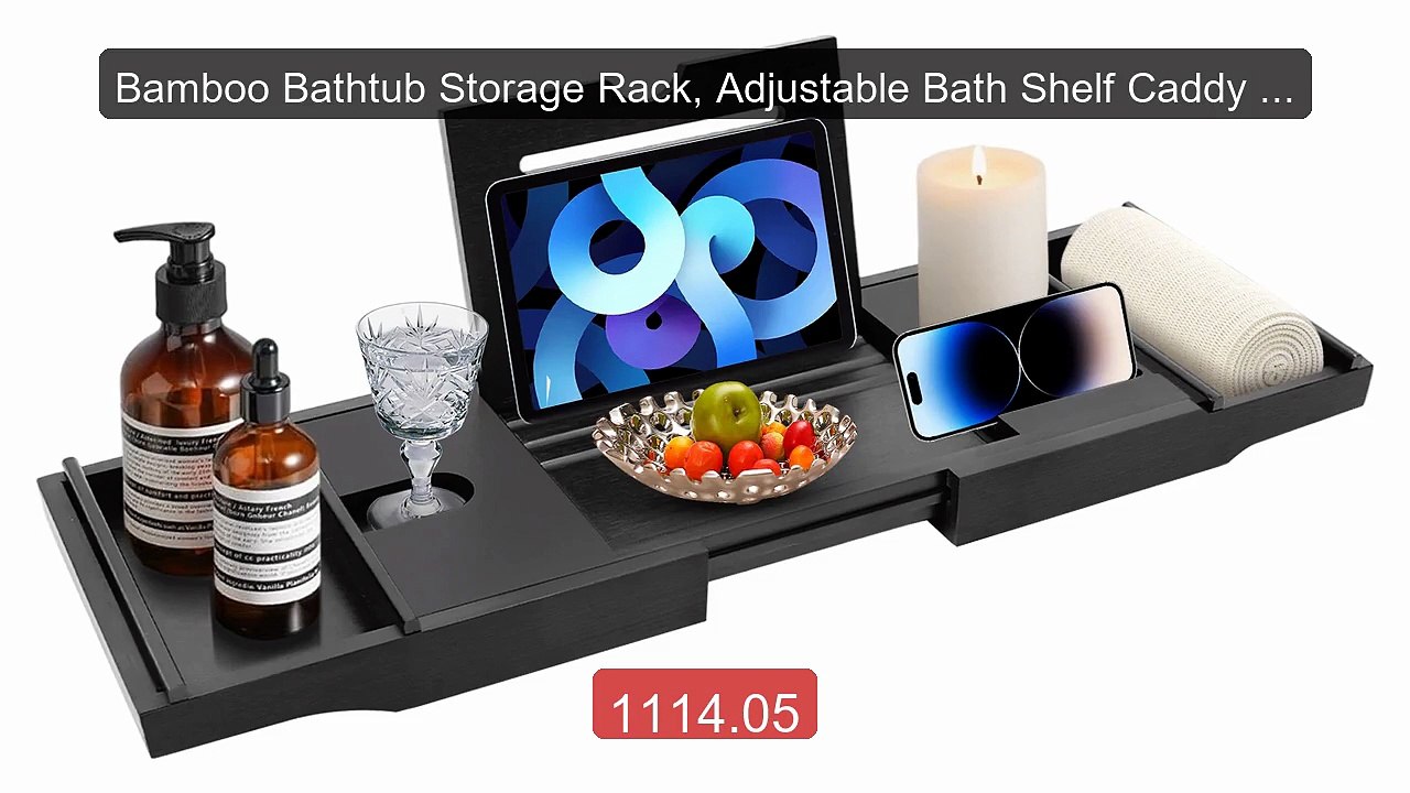 Bamboo Bathtub Storage Rack, Adjustable Bath Shelf Caddy Tray With... -- Best Deal 2026 | Shop Now!