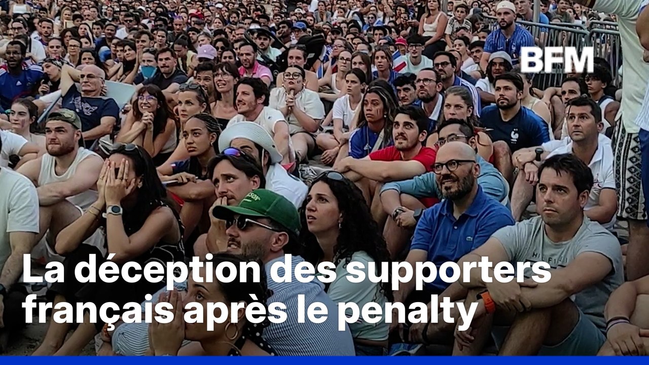 Demi-finale du Mondial: la déception des supporters français après l'ouverture du score par l'Espagne sur penalty