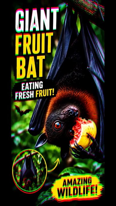 Giant Fruit Bat Eating Fresh Fruit 🦇 _ Amazing Flying Fox Wildlife Shorts