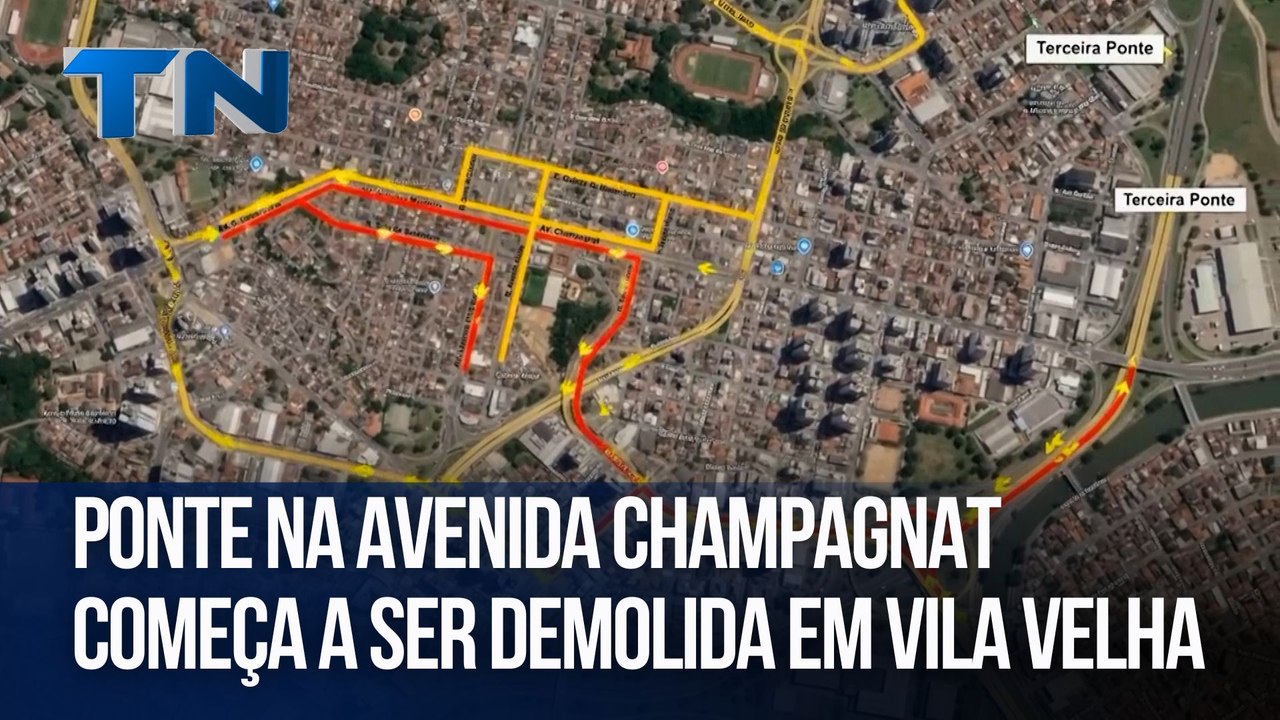 Ponte na Avenida Champagnat começa a ser demolida em Vila Velha