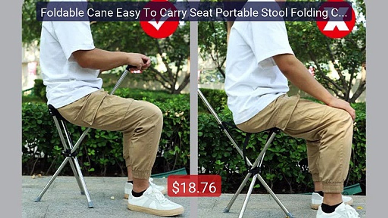 Foldable Cane Easy To Carry Seat Portable Stool Folding Chair Non S... -- Top Rated 2026 | Buy Now!