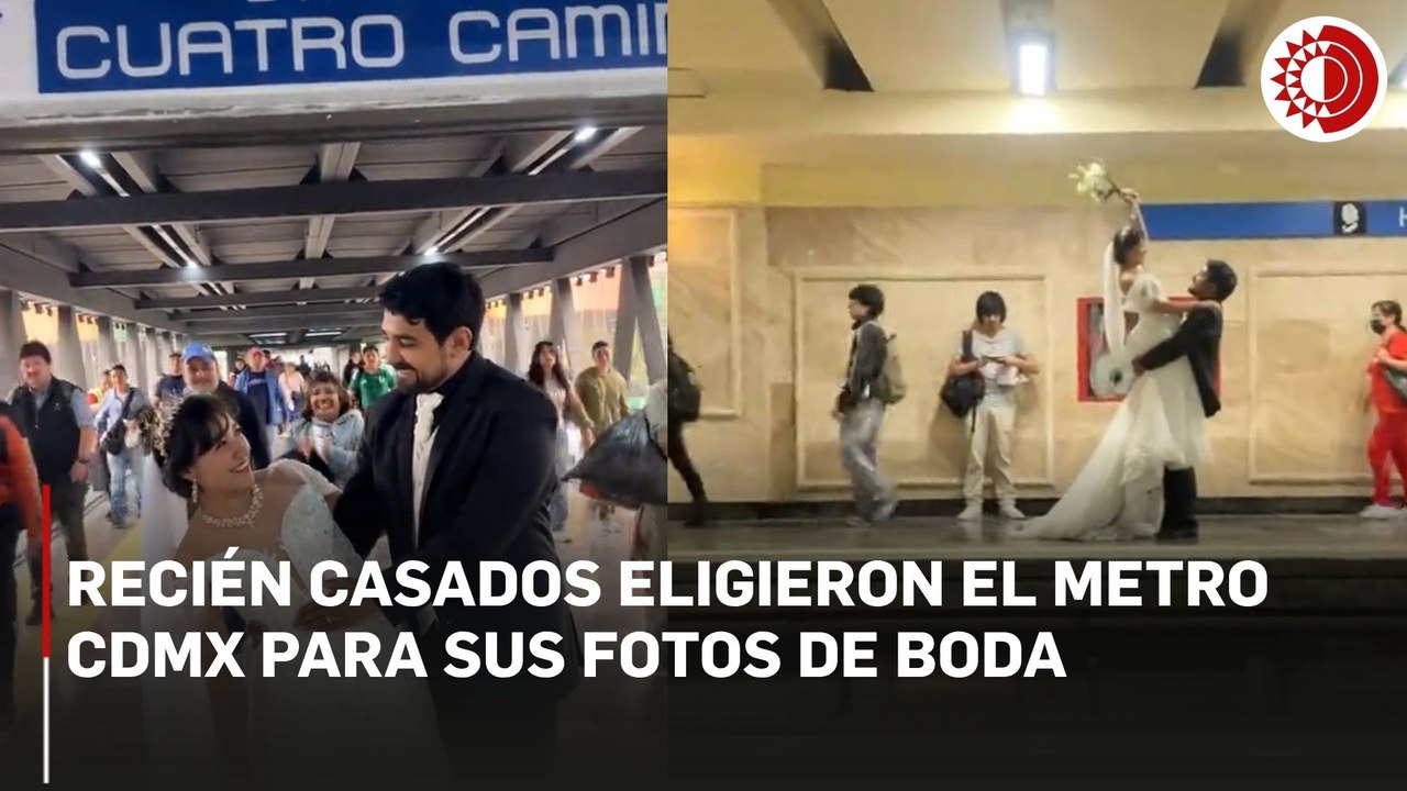 Una pareja de recién casados eligió el Metro de...