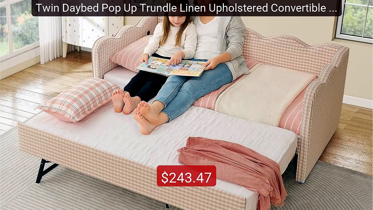 Twin Daybed Pop Up Trundle Linen Upholstered Convertible So... -- Top Pick 2026 | Unbeatable Price!