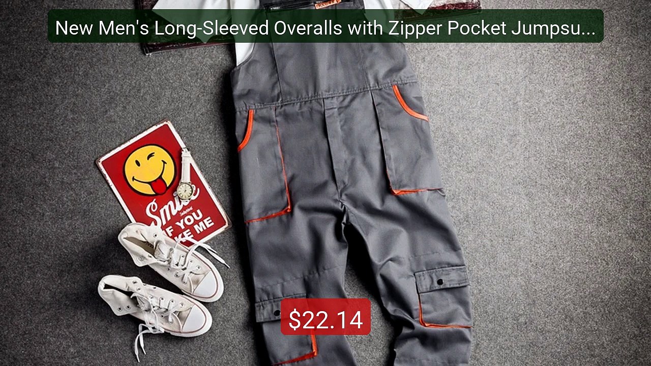 New Men's Long-Sleeved Overalls with Zipper Pocket Jumpsuit Fa... -- Hot Deal 2026 | Limited Offer!