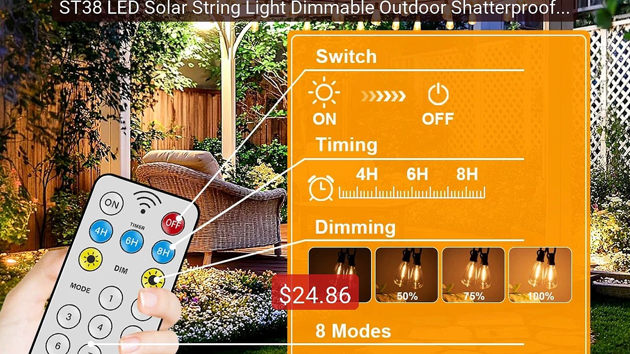 ST38 LED Solar String Light Dimmable Outdoor Shatterproof Gard... -- Hot Deal 2026 | Limited Offer!