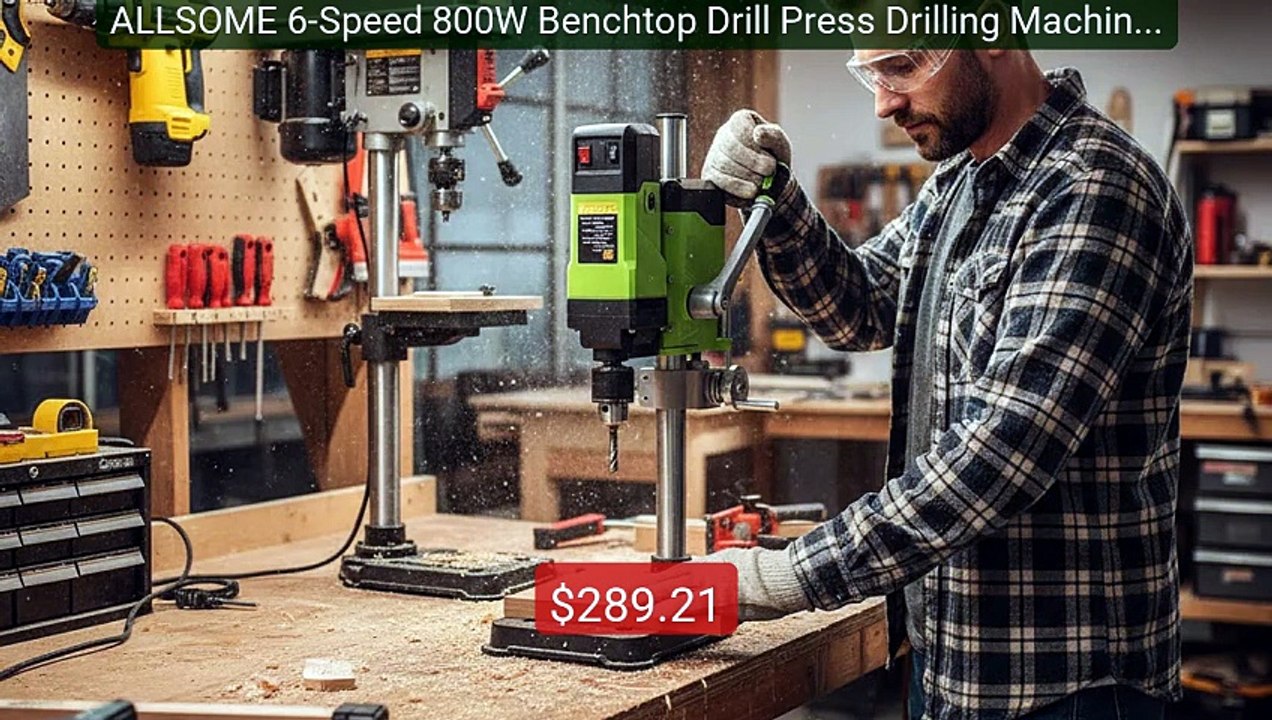 ALLSOME 6-Speed 800W Benchtop Drill Press Drill...