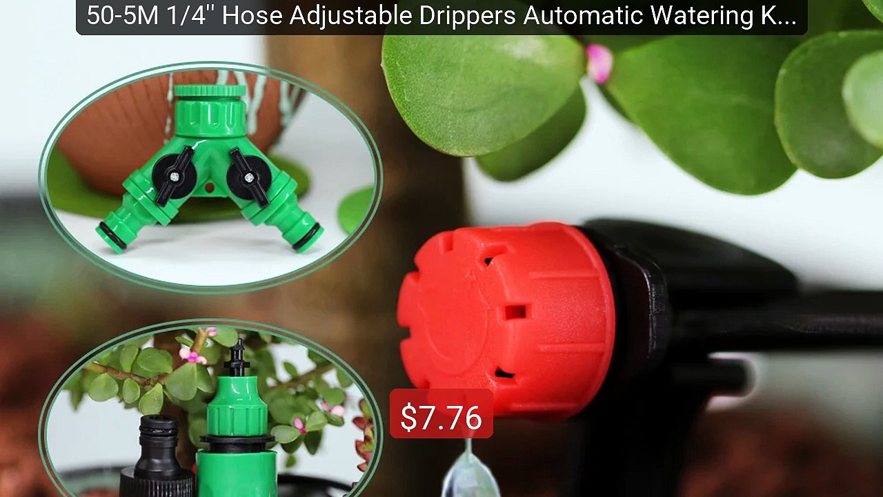 50-5M 1/4'' Hose Adjustable Drippers Automatic Watering Kit fo... -- Hot Deal 2026 | Limited Offer!