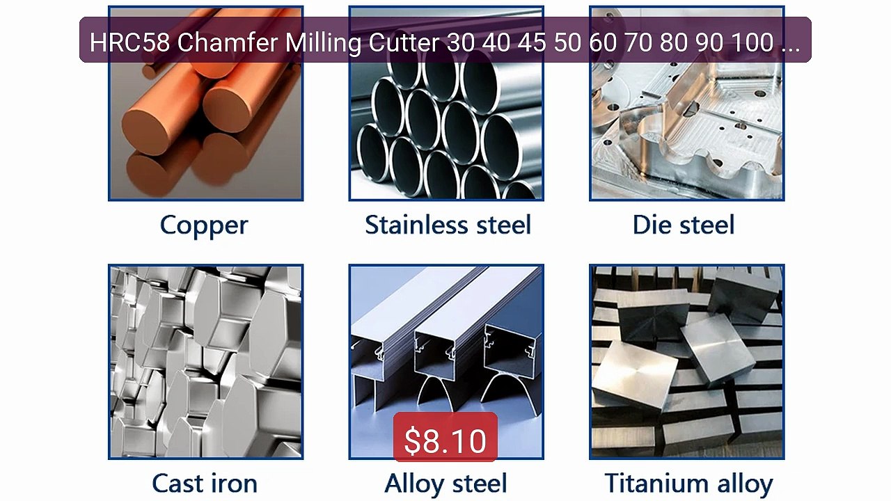 HRC58 Chamfer Milling Cutter 30 40 45 50 60 70...