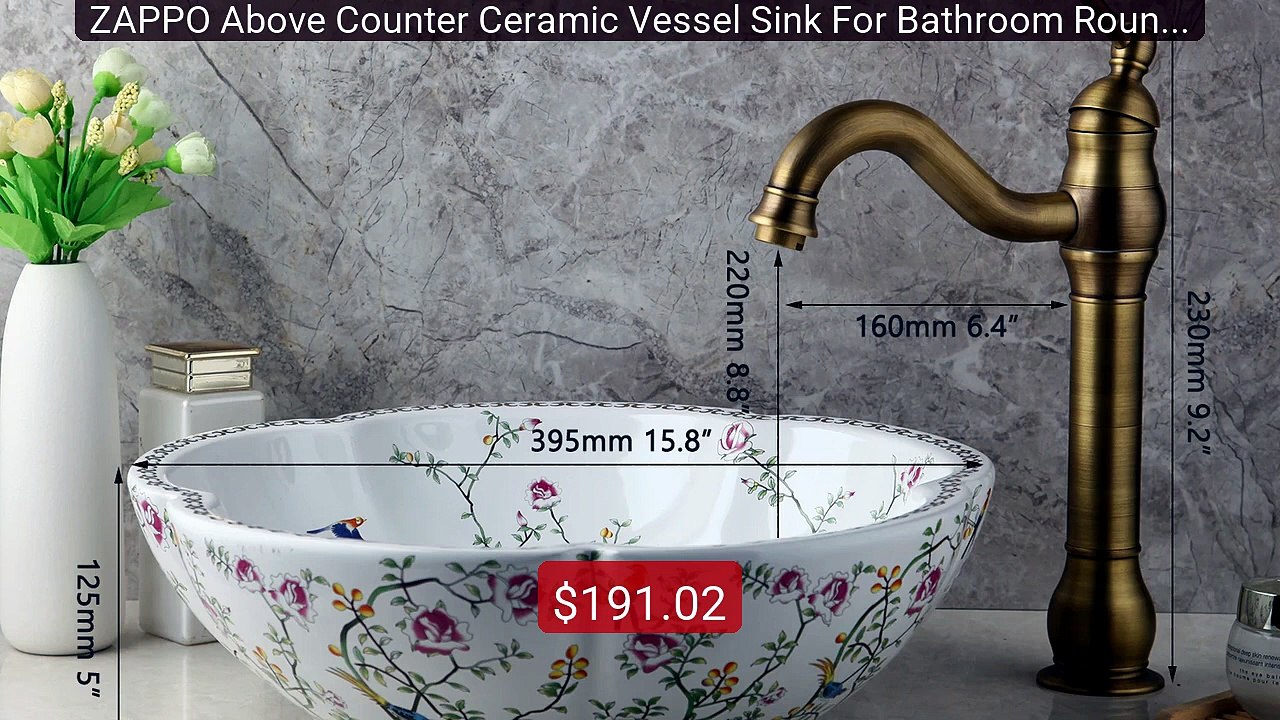 ZAPPO Above Counter Ceramic Vessel Sink For Bathroom Round Pet... -- Best Buy 2026 | Great Quality!