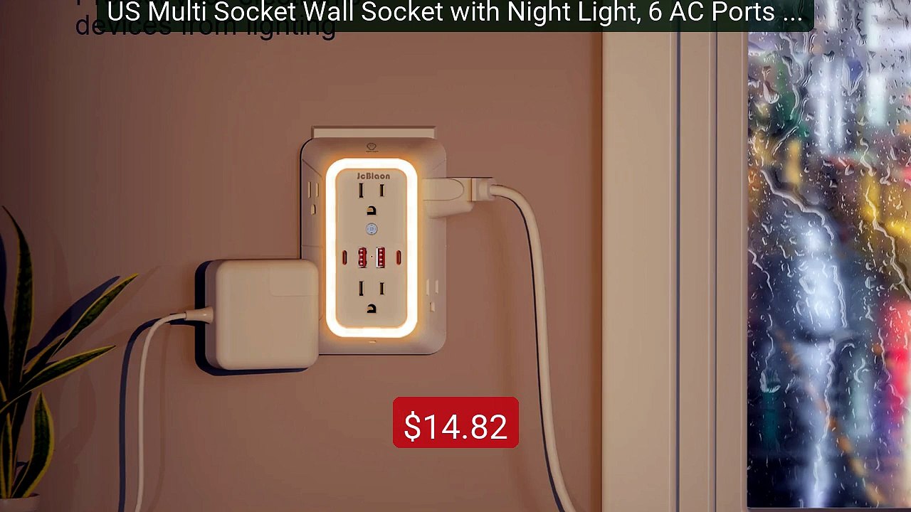 US Multi Socket Wall Socket with Night Light, 6 AC Ports & 4 U... -- Best Buy 2026 | Great Quality!
