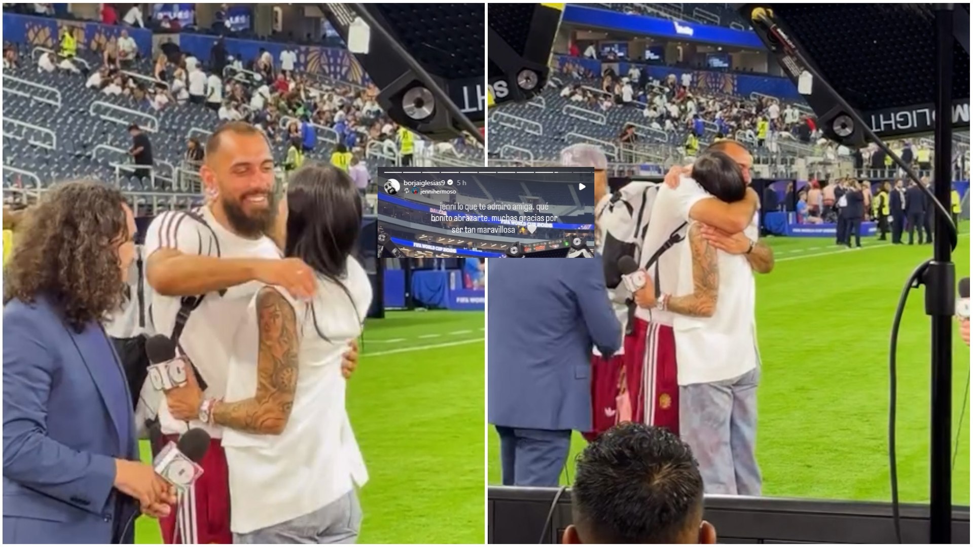 El emotivo abrazo entre Borja Iglesias y Jenni Hermoso: "Muchas gracias por ser tan maravillosa..."
