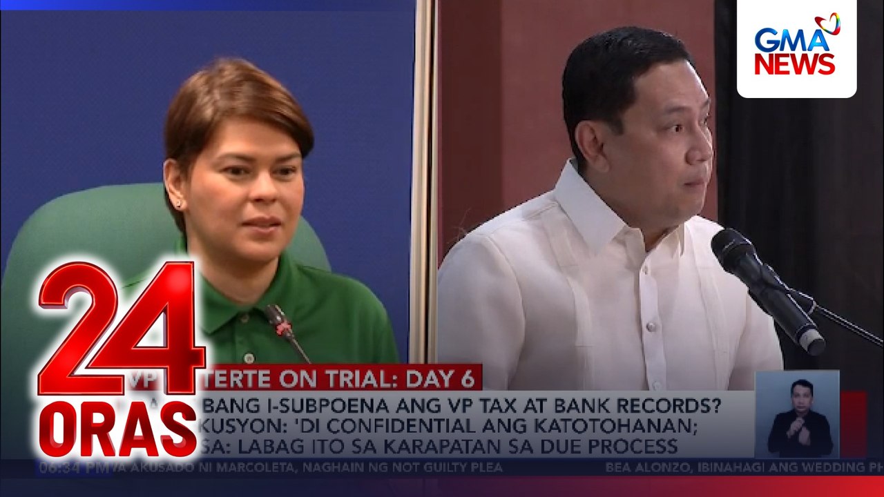 Dapat bang i-subpoena ang VP tax at bank records? Prosekusyon – ‘di confidential ang katotohanan; Depensa – labag ito sa karapatan sa due process | 24 Oras
