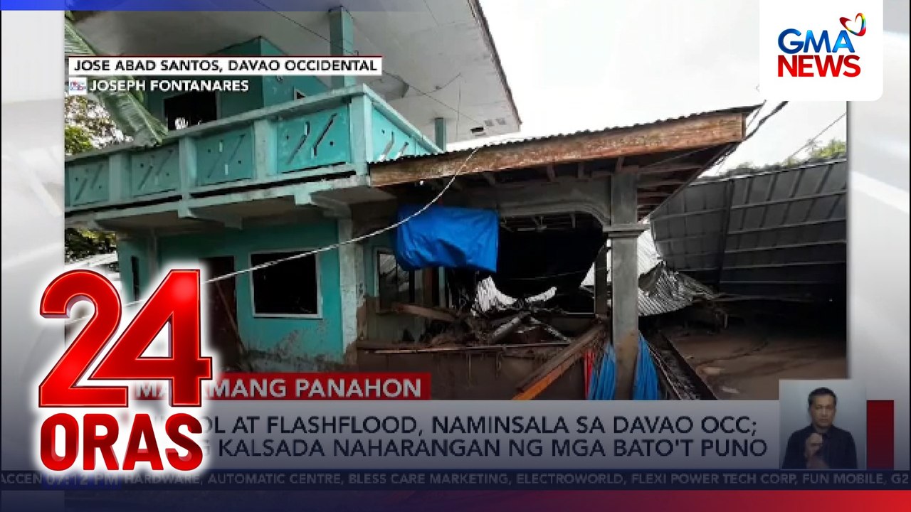 Lindol at flashflood, naminsala sa Davao Occ.; ilang kalsada, naharangan ng mga bato’t puno | 24 Oras