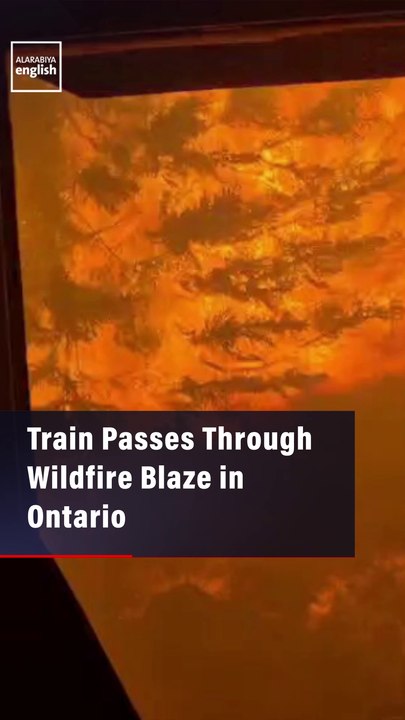 Train Passes Through Wildfire Blaze in Ontario