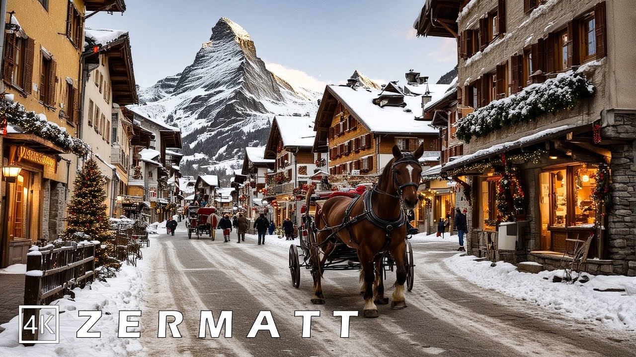 Zermatt Switzerland 🇨🇭 A Magical Christmas Holiday Destination 4K ( CAPTIONS ) #zermatt