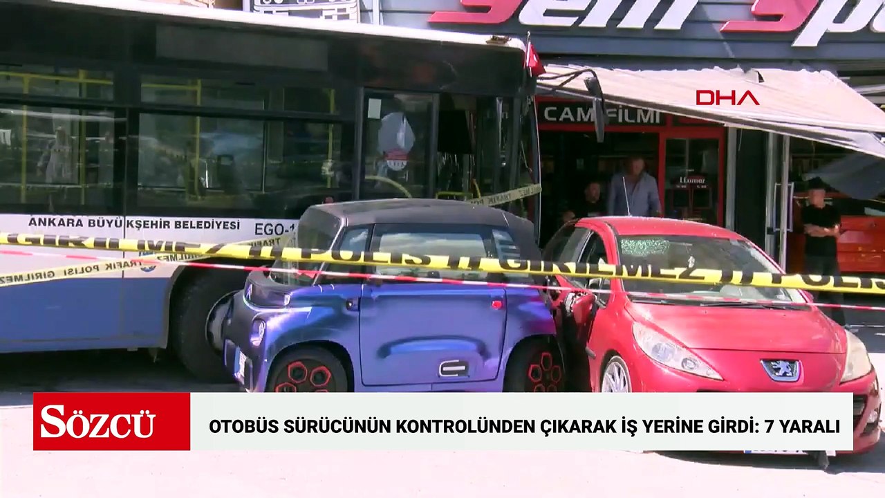 Ankara Mamak'ta otobüs sürücünün kontrolünden çıkarak iş yerine girdi: 7 yaralı