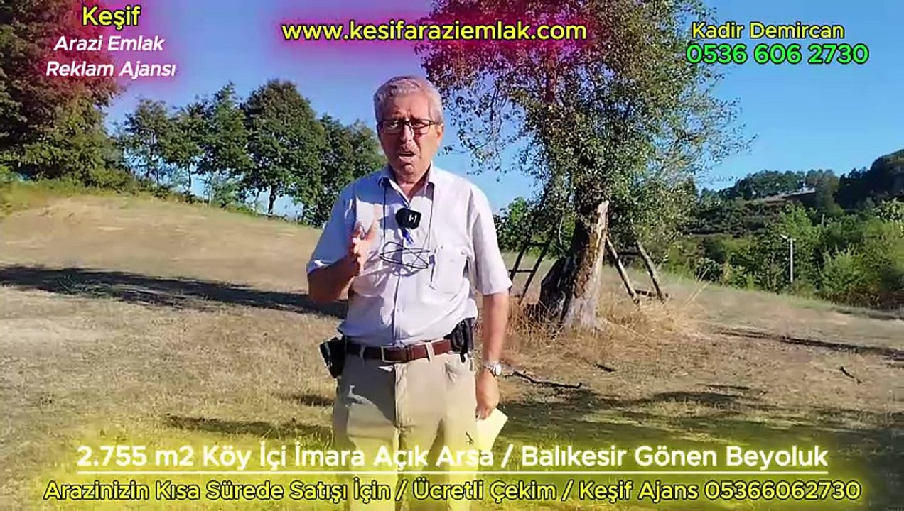 Keşif Arazi  2.755 M2 Köy İçi İmara Açık Arsa. Balıkesir Gönen Beyolukl