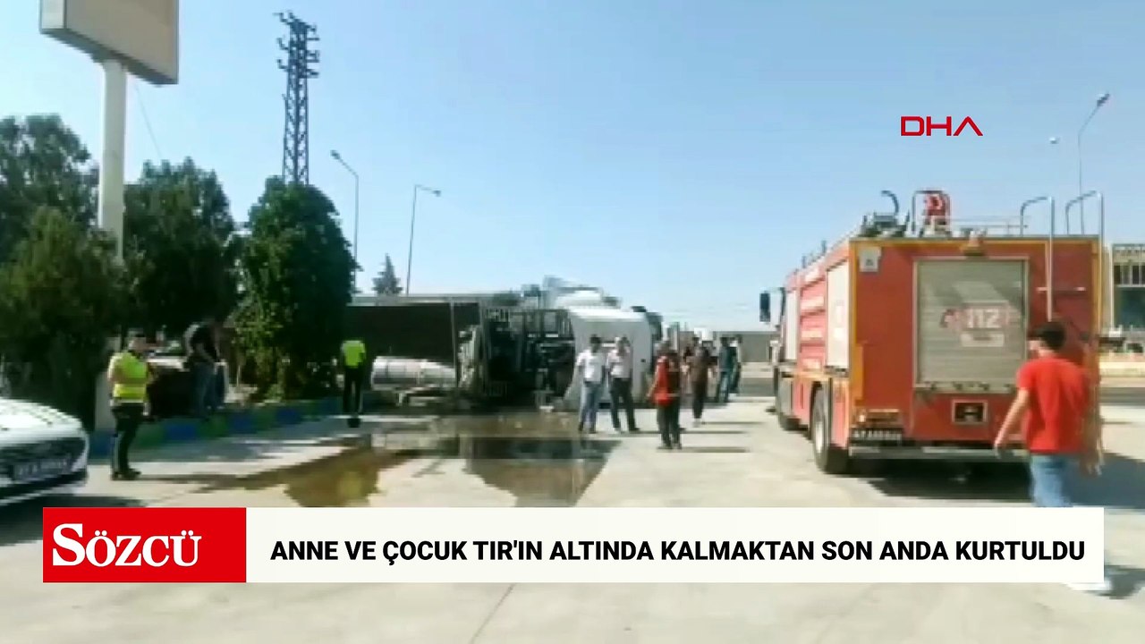 Mardin'de TIR devrildi; kadın ve çocuğunun kazadan kurtulduğu anlar kamerada