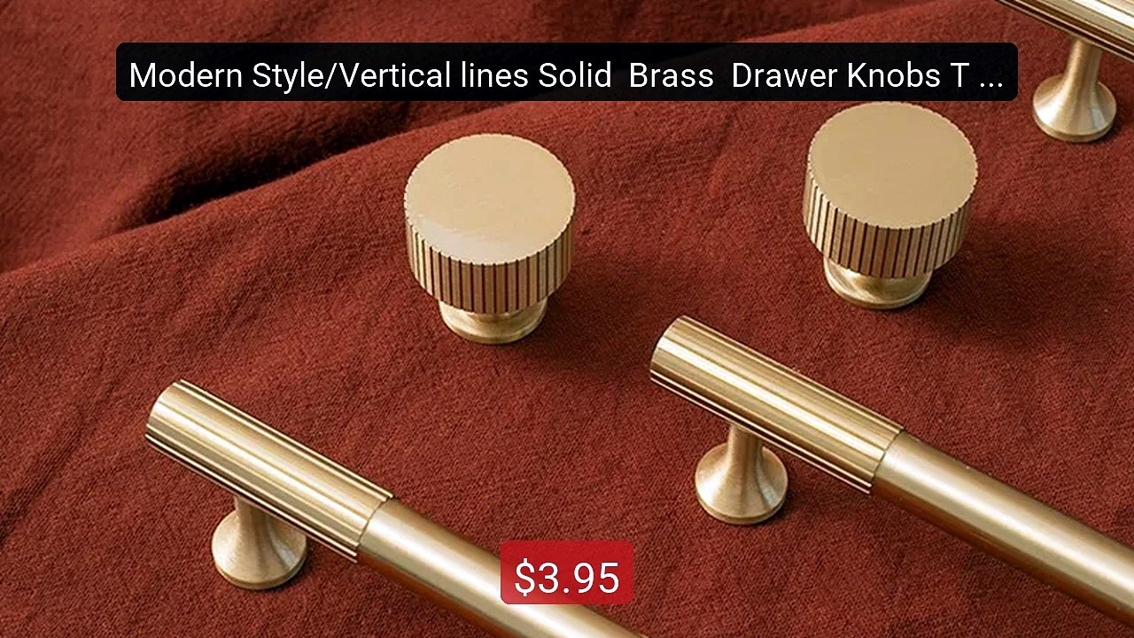 Modern Style/Vertical lines Solid  Brass  Drawer Knobs T bar ... -- Amazing Value 2026 | Must Have!