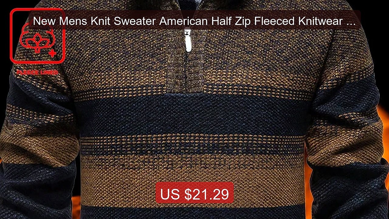 New Mens Knit Sweater American Half Zip Fleeced Knitwear Men's... -- Best Buy 2026 | Great Quality!