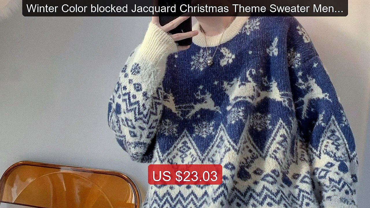 Winter Color blocked Jacquard Christmas Theme Sweater Men's T... -- Amazing Value 2026 | Must Have!