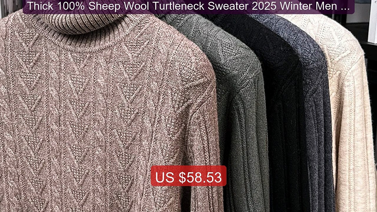 Thick 100% Sheep Wool Turtleneck Sweater 2025 Winter Men Fash... -- Amazing Value 2026 | Must Have!