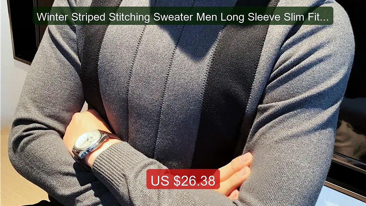 Winter Striped Stitching Sweater Men Long Sleeve Slim Fit F... -- Top Pick 2026 | Unbeatable Price!