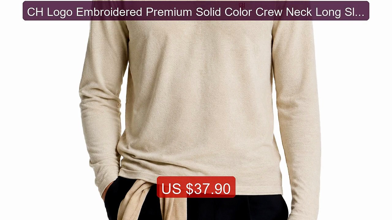 CH Logo Embroidered Premium Solid Color Crew Neck Long Sleeve Knit... -- Best Deal 2026 | Shop Now!