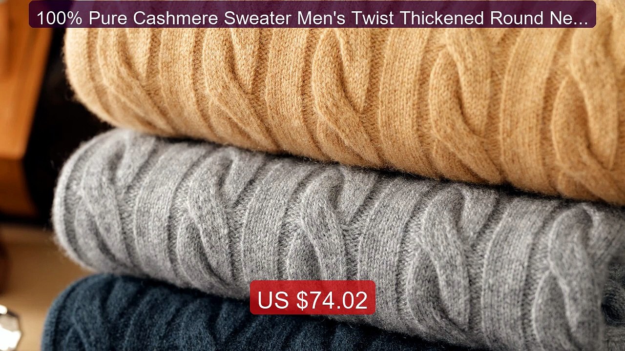 100% Pure Cashmere Sweater Men's Twist Thickened Round Neck Lo... -- Hot Deal 2026 | Limited Offer!