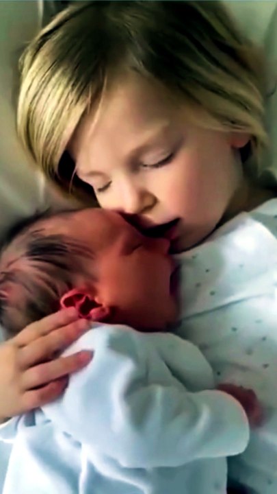 Big Brother Sleeping Beside Newborn Baby 😴💙 So C