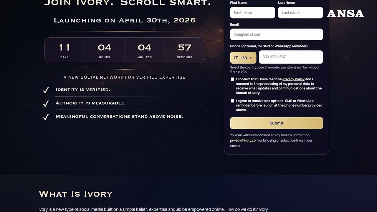Il 30 aprile debutta Ivory, il social made in Italy per chi e' piu' informato