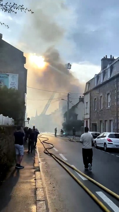 Incendie rue de la Trinité à Guingamp ce mercredi 15 juillet 2026