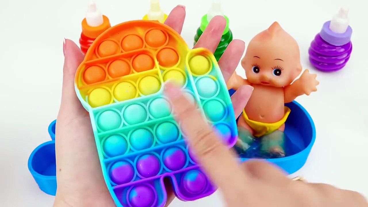 Satisfying Video | Rainbow Slime Foot Mixing in Bathtub & Nail Polish Cutting ASMR