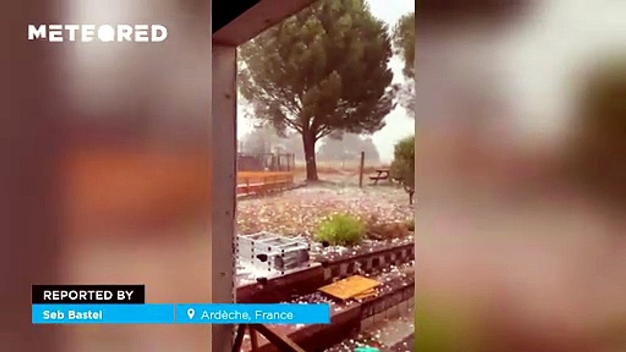 Historic hailstorm in Ardèche, France: intense storm blankets streets in ice