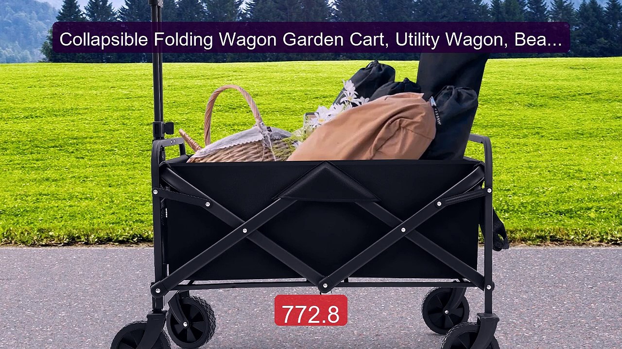 Collapsible Folding Wagon Garden Cart, Utility Wagon, Beach Wa... -- Best Buy 2026 | Great Quality!