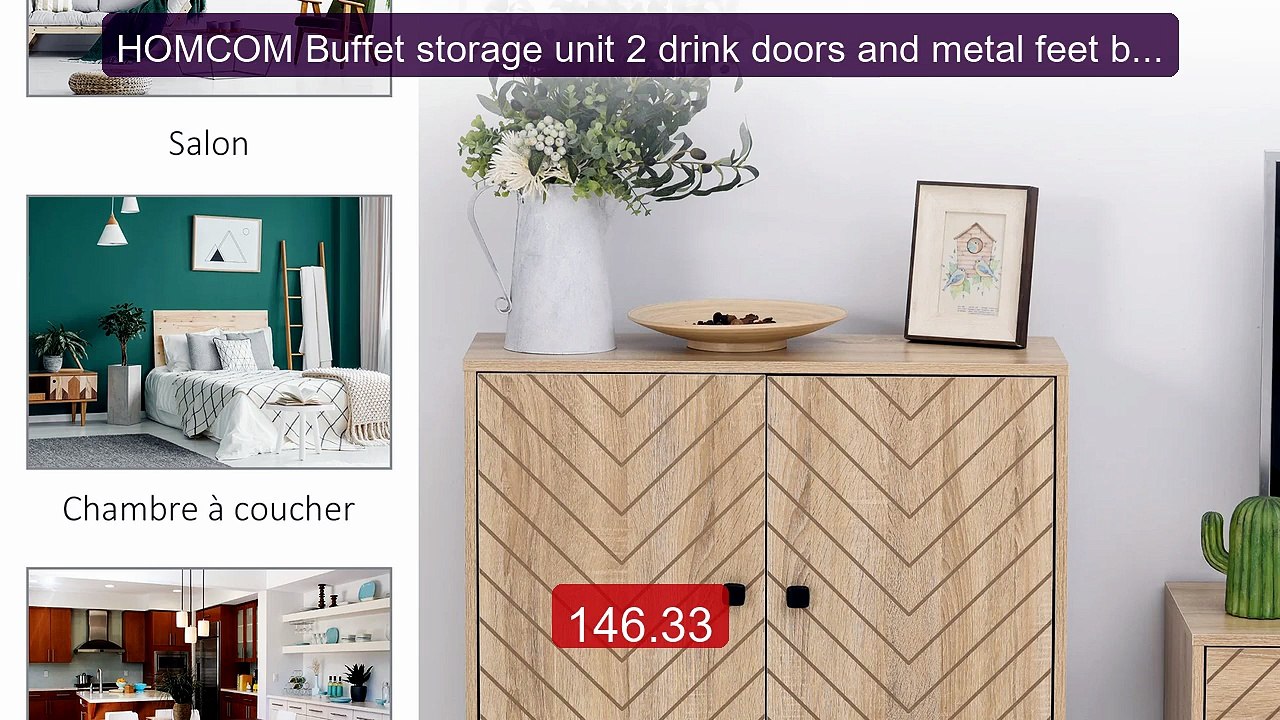HOMCOM Buffet storage unit 2 drink doors and metal feet black dim. ... -- Top Rated 2026 | Buy Now!