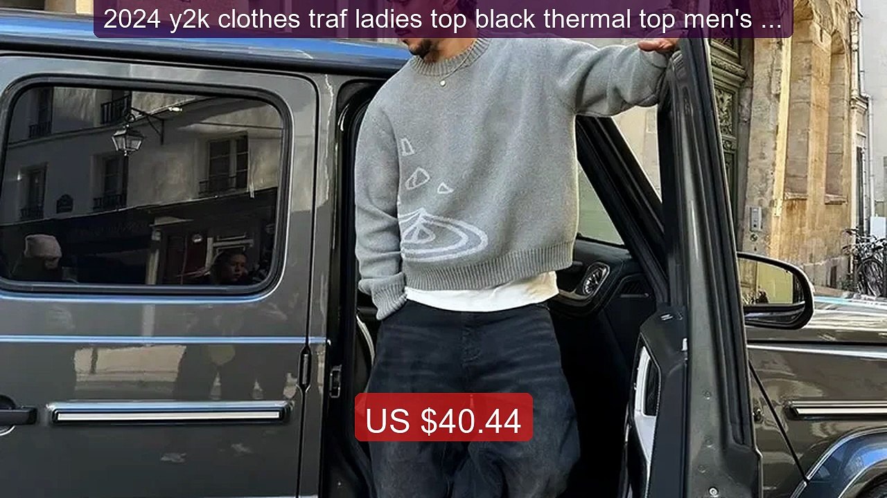2024 y2k clothes traf ladies top black thermal top men's loose com... -- Best Deal 2026 | Shop Now!