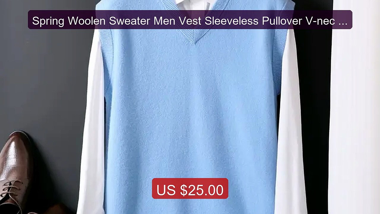 Spring Woolen Sweater Men Vest Sleeveless Pullover V-nec Base ... -- Best Buy 2026 | Great Quality!