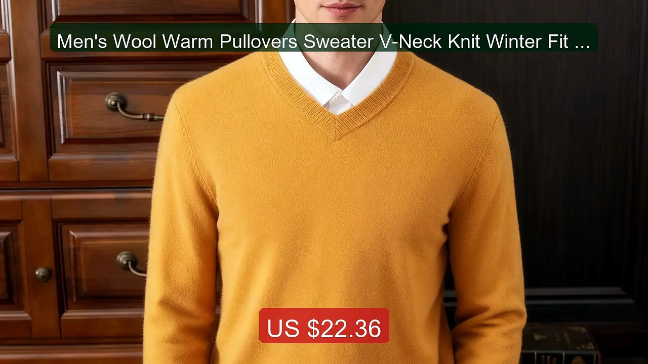 Men's Wool Warm Pullovers Sweater V-Neck Knit Winter Fit To... -- Top Pick 2026 | Unbeatable Price!