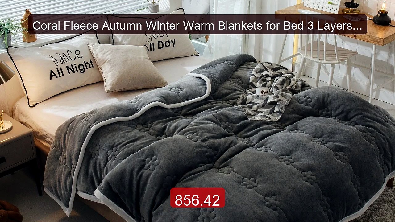 Coral Fleece Autumn Winter Warm Blankets for Bed 3 Layers Thicken ... -- Best Deal 2026 | Shop Now!