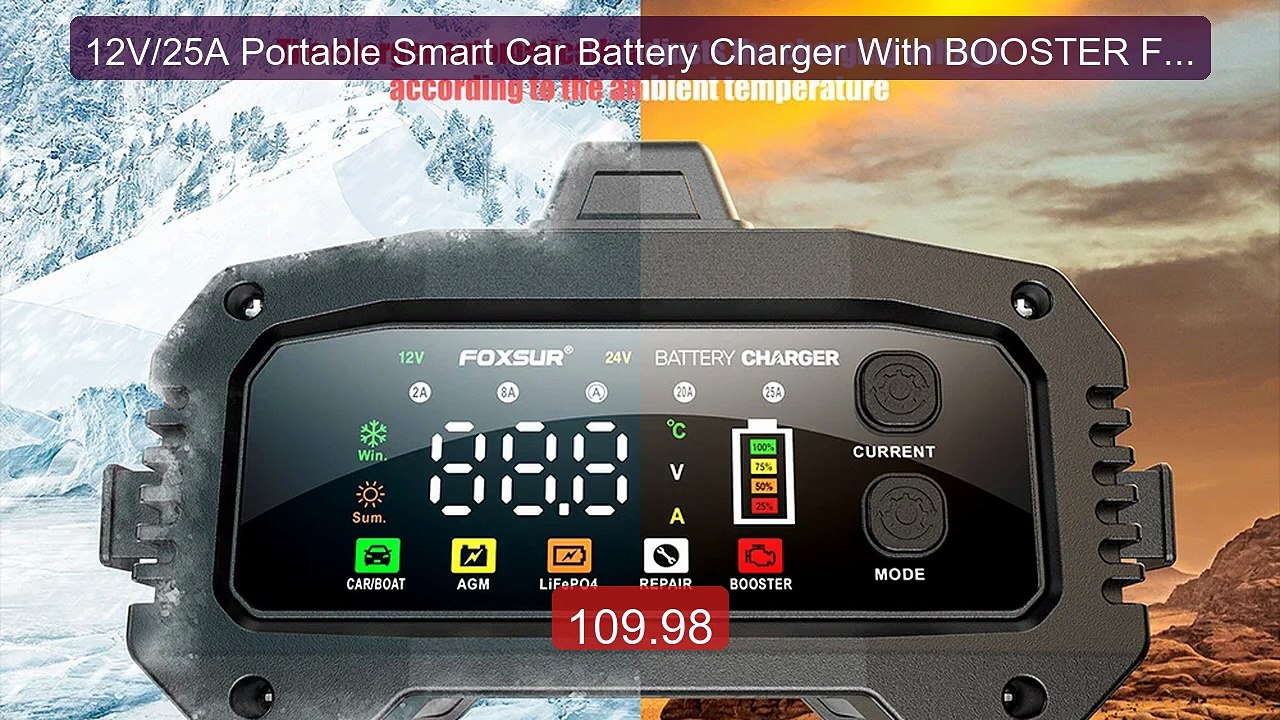 12V/25A Portable Smart Car Battery Charger With BOOSTER Fun... -- Top Pick 2026 | Unbeatable Price!