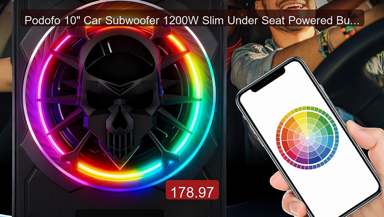 Podofo 10" Car Subwoofer 1200W Slim Under Seat Powered Built-in Am... -- Best Deal 2026 | Shop Now!