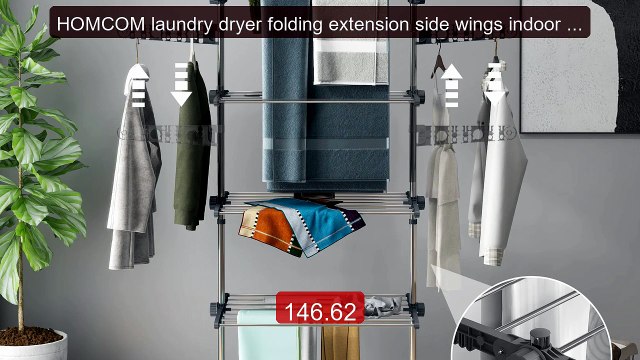 HOMCOM laundry dryer folding extension side wings indoor and outdoo... Top Rated 2026 | Buy Now!