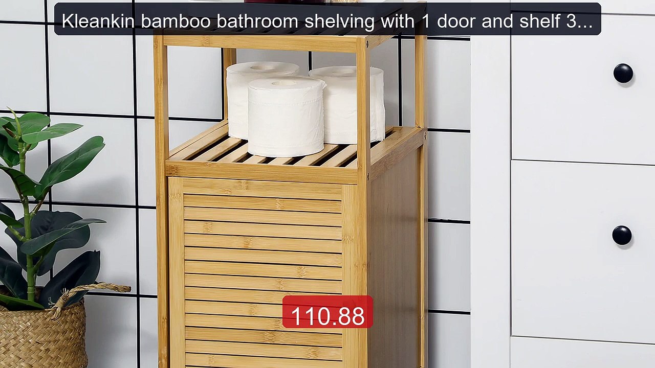 Kleankin bamboo bathroom shelving with 1 door and shelf 33x36... -- Amazing Value 2026 | Must Have!