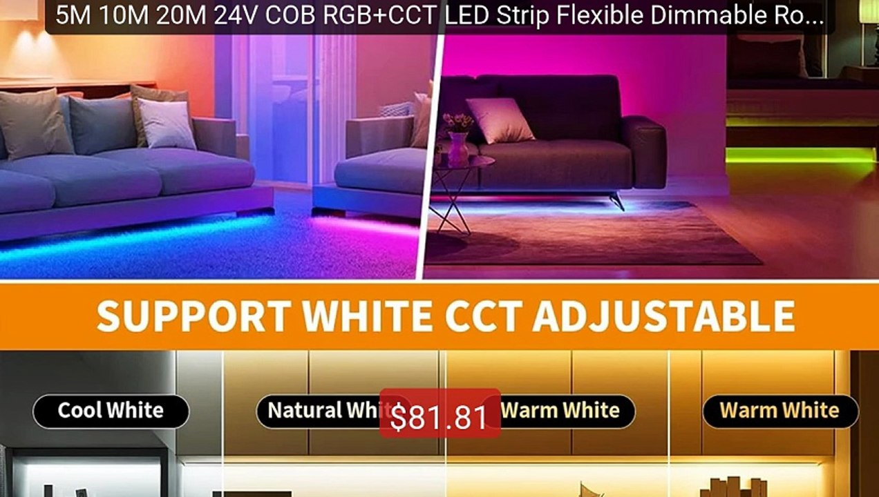 5M 10M 20M 24V COB RGB+CCT LED Strip Flexible Dimmable Room... -- Top Pick 2026 | Unbeatable Price!