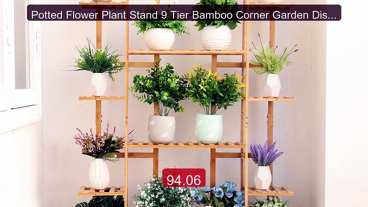 Potted Flower Plant Stand 9 Tier Bamboo Corner Garden Display ... -- Best Buy 2026 | Great Quality!